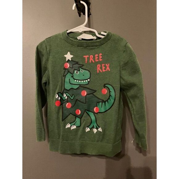 H&M green tree Rex Christmas size 4 to 6 years long sleeved shirt - Picture 1 of 3